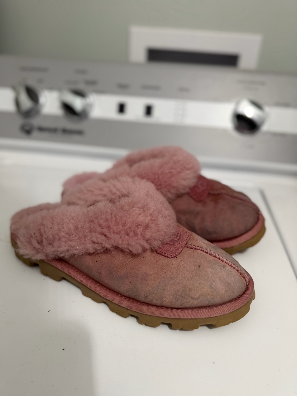 UGG Pink Suede Shearling Slip-On Clog